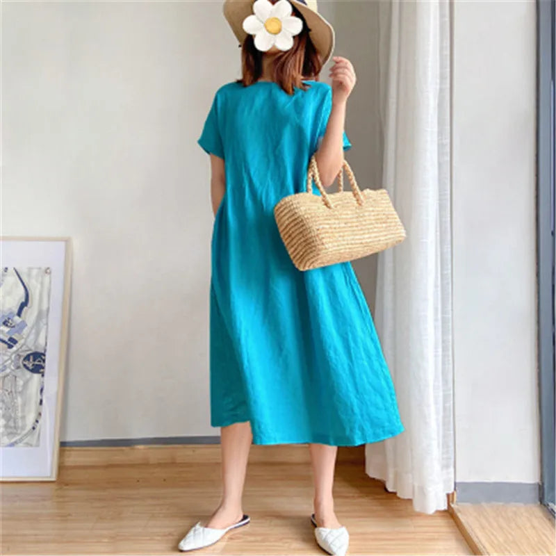 Isabella™ | Cotton Linen Midi Dress