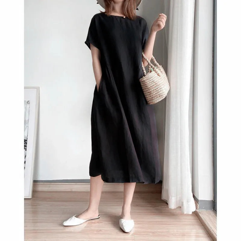 Isabella™ | Cotton Linen Midi Dress