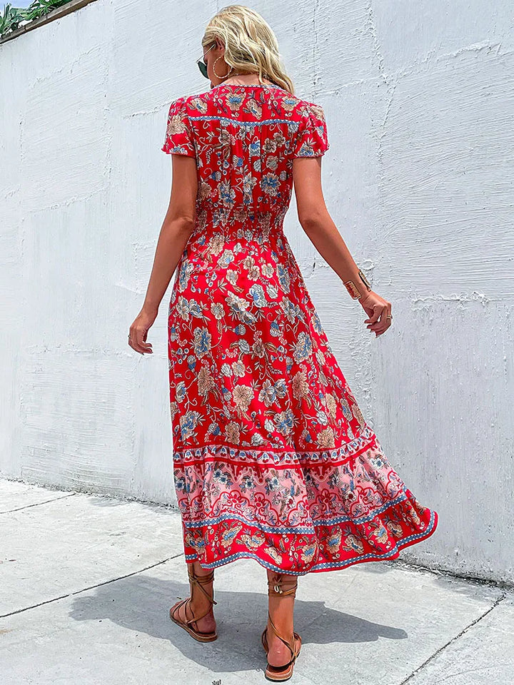 Nora™ | Boho Floral Midi Dress