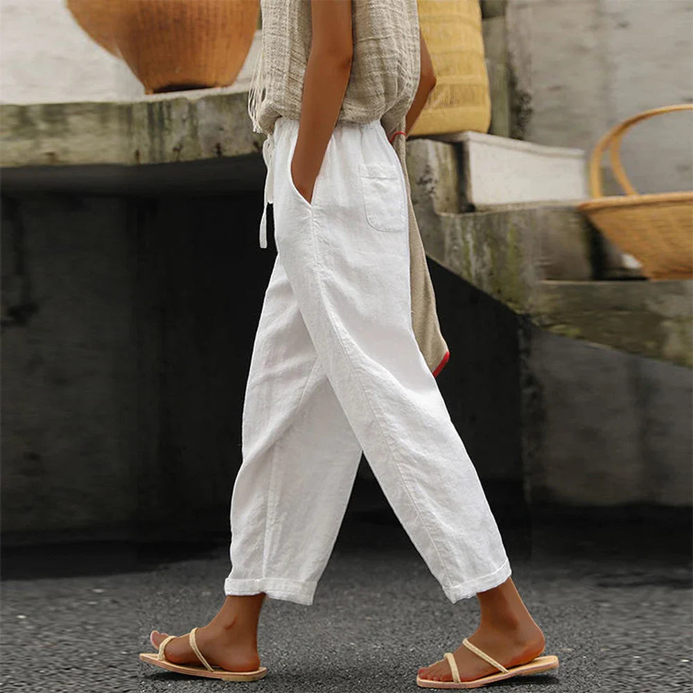 Jessica | Women's Cotton-Linen Drawstring Trousers