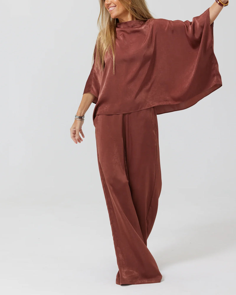 Carly™ | Fashionable Satin Top & Pants Cardigan Four-Piece Set