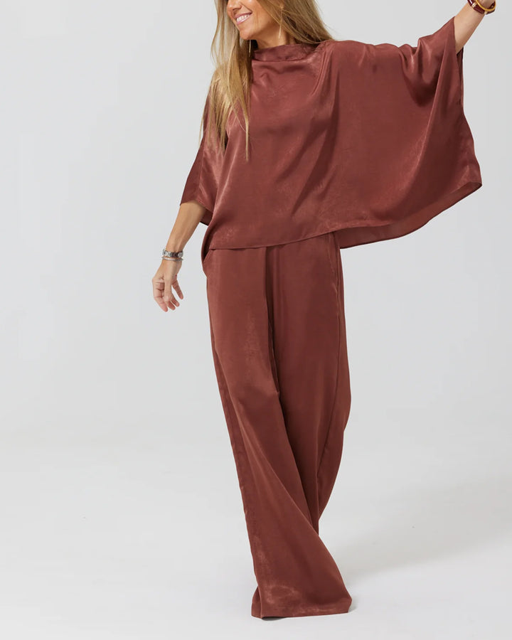 Carly™ | Fashionable Satin Top & Pants Cardigan Four-Piece Set