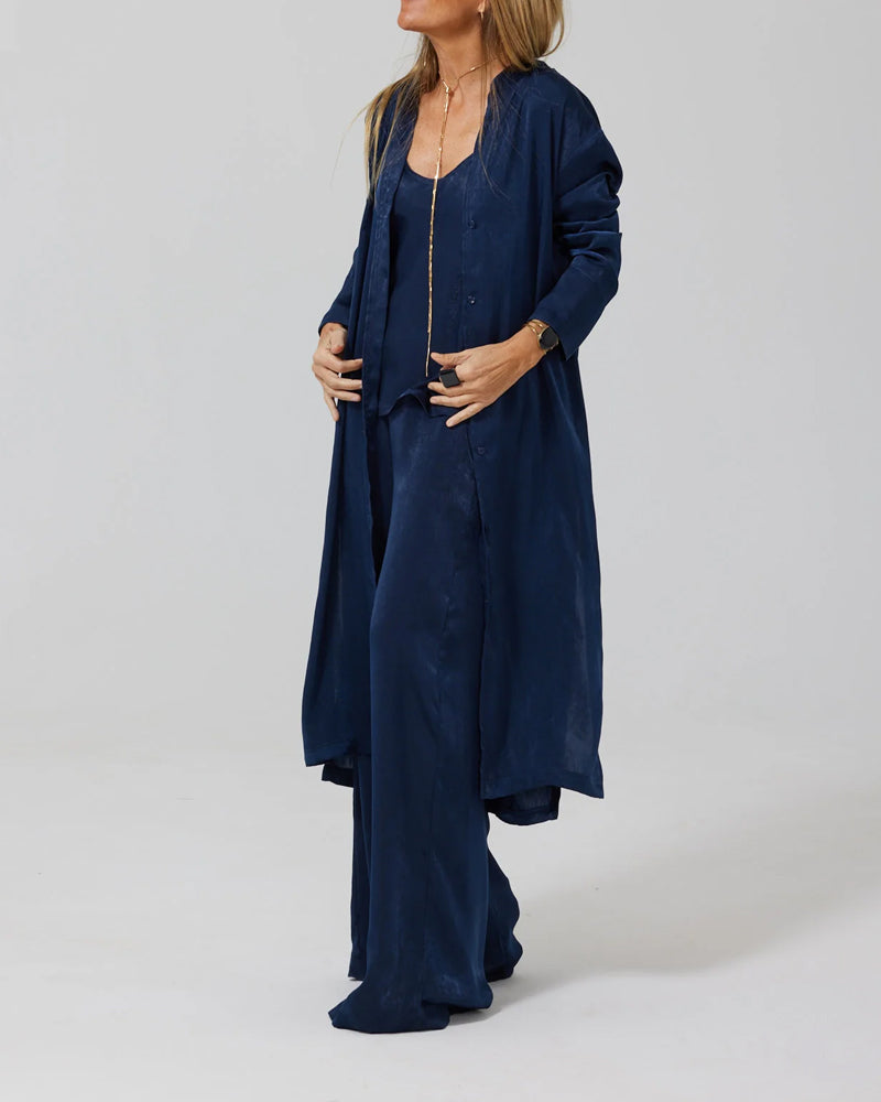 Carly™ | Fashionable Satin Top & Pants Cardigan Four-Piece Set