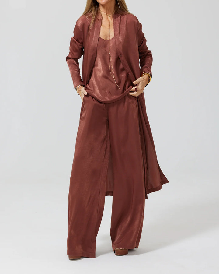 Carly™ | Fashionable Satin Top & Pants Cardigan Four-Piece Set