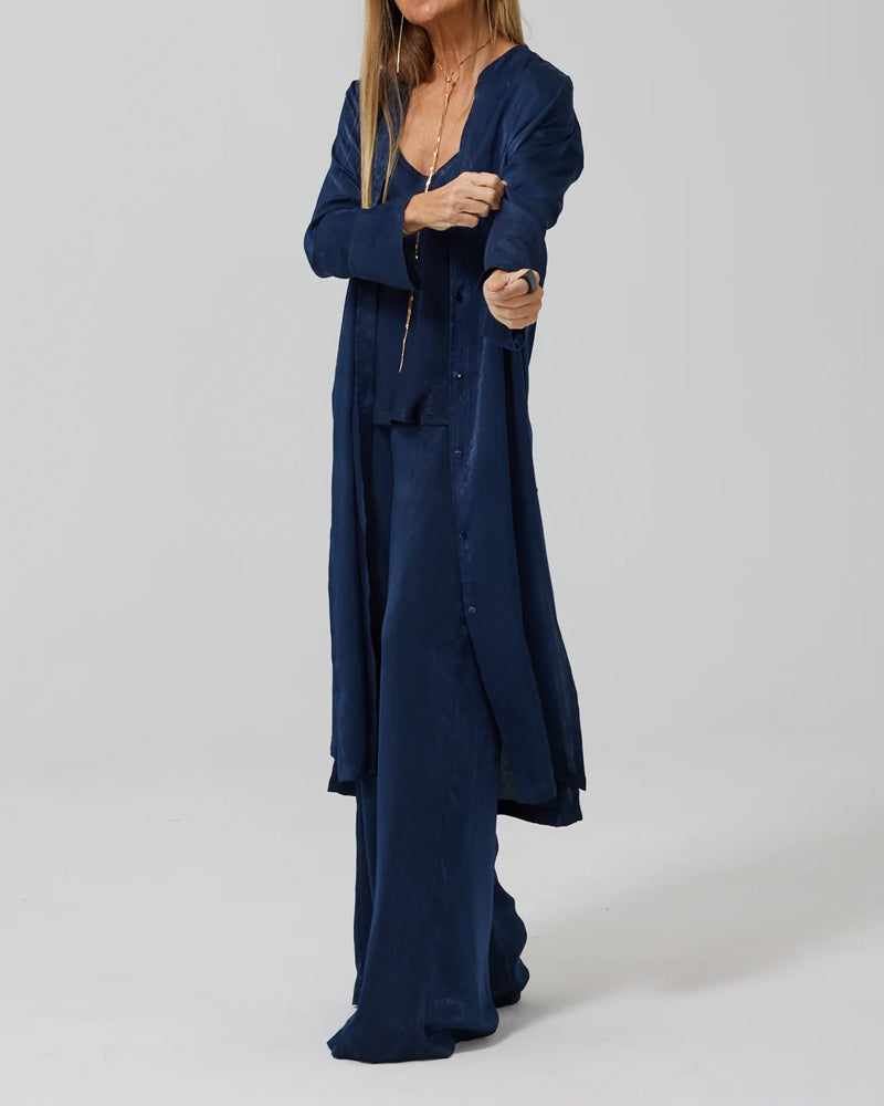 Carly™ | Fashionable Satin Top & Pants Cardigan Four-Piece Set