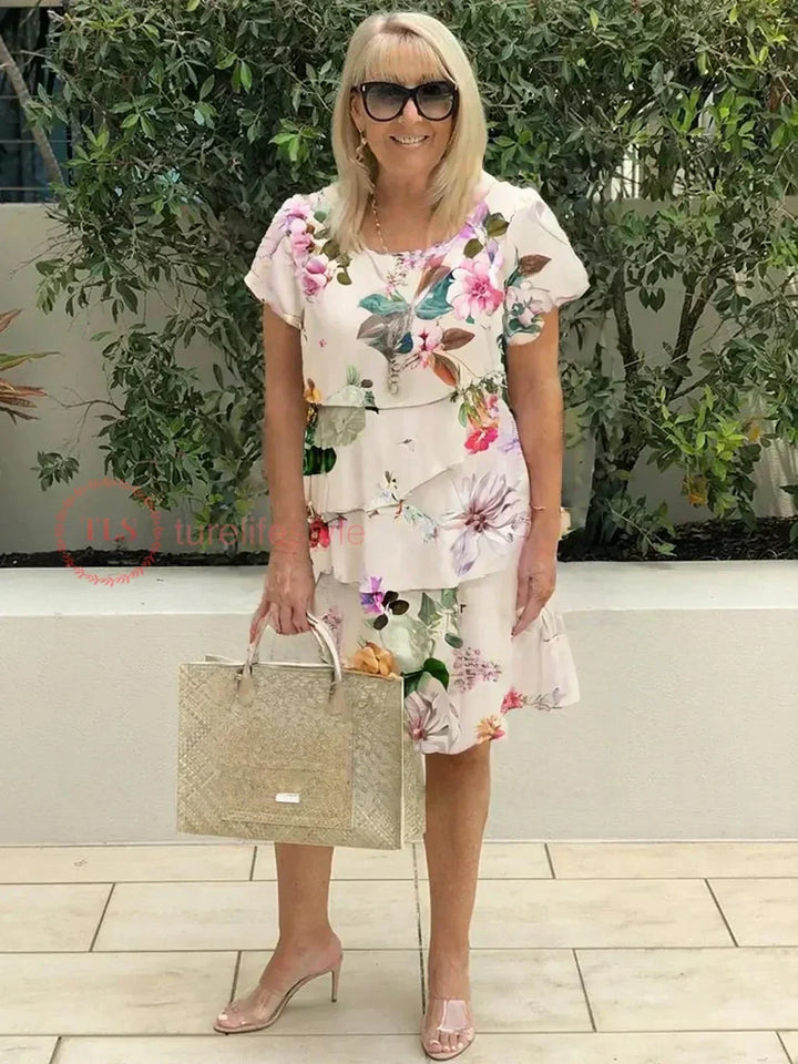 Misela | Pleated Floral Dress with Ruffles