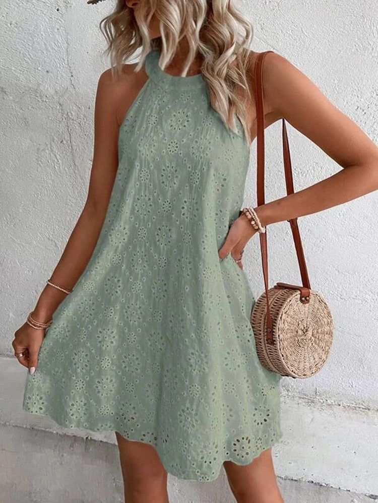 Jessy ™l - Eyelet Halter Mini Dress