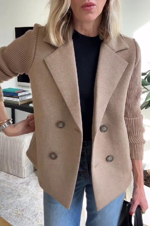 Harper™ | Button patchwork sleeves casual coat