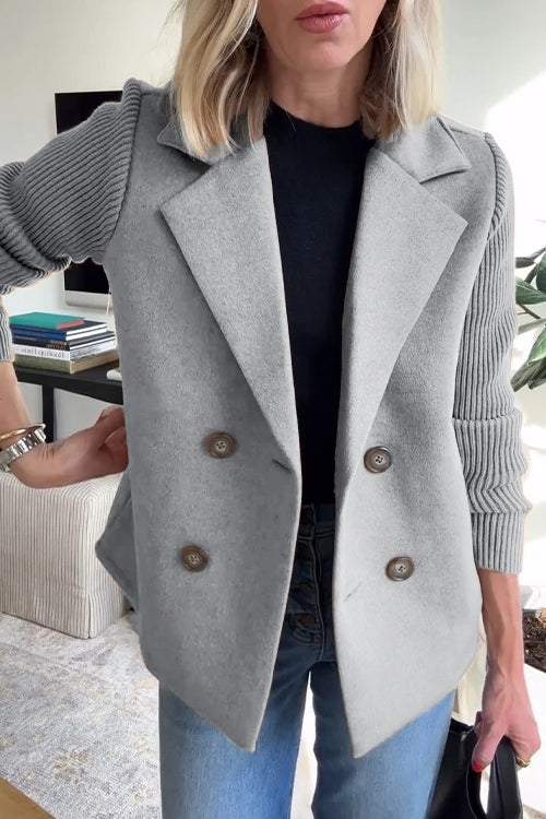 Harper™ | Button patchwork sleeves casual coat