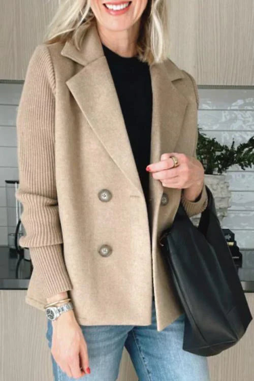 Harper™ | Button patchwork sleeves casual coat