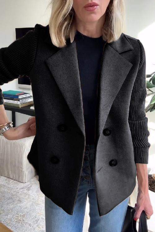 Harper™ | Button patchwork sleeves casual coat