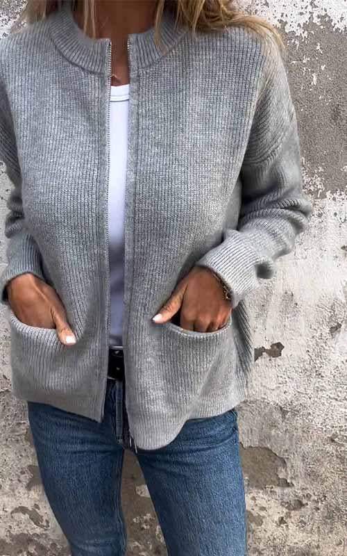 Marcia™|  - Cozy zip-up cardigan