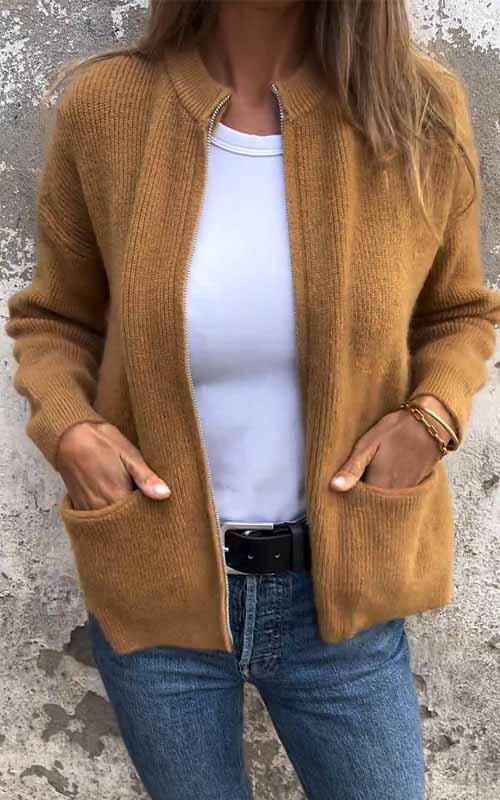 Marcia™|  - Cozy zip-up cardigan