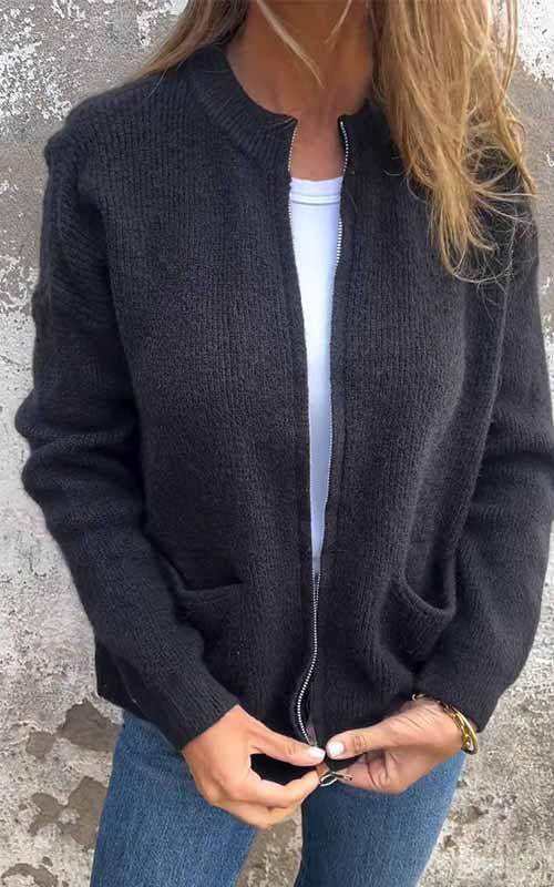 Marcia™|  - Cozy zip-up cardigan